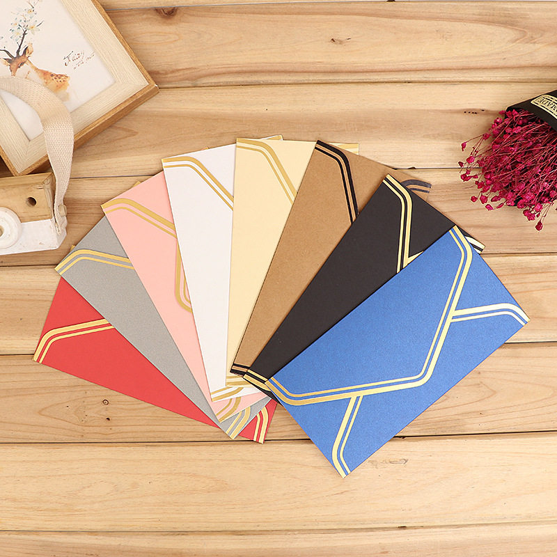 custom business paper mail envelope kraft invitation card DL C4 A4 A5  recycled mini paper folding square envelope gold stamp